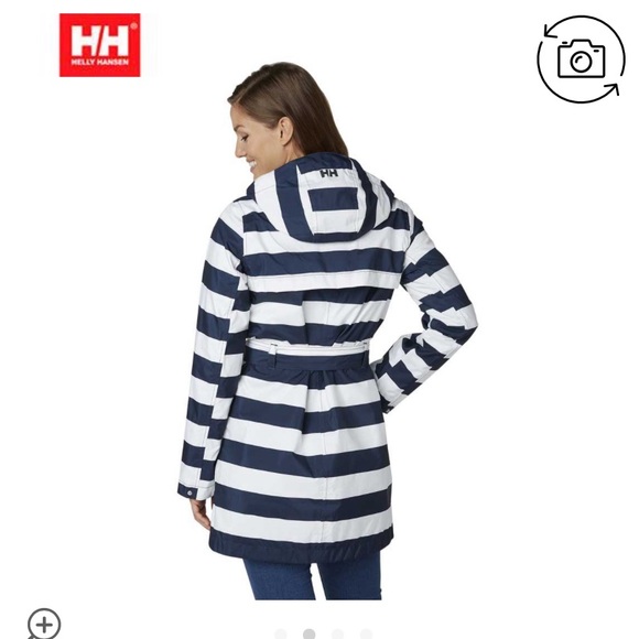 Helly Hansen Jackets & Blazers - Helly Hansen women’s Lyness striped rain coat. Navy and white striped.